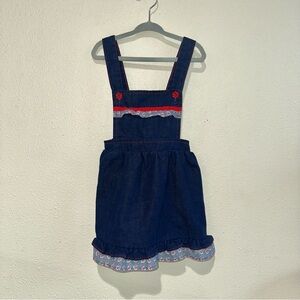 Healthtex Blue Denim Overalls with Red Flower Accents